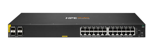 Aruba R8N87A | 24x 1G RJ-45 | Class4 PoE+ (370W budget) | 4x 1G SFP uplinks | AOS‑CX L2/L3 static access | Tier: AOS‑CX Standard | 1U