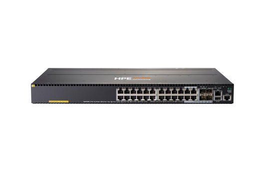 Aruba JL320A | 24x 1G RJ-45, PoE+ (802.3at), 1 modular uplink slot (up to 4x 10G SFP+ or 2x 40G QSFP+), L3 static/RIP; OSPF via license