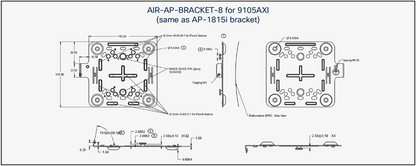 Technical schematic diagram of the air-ap-bracket-8 square metal mounting bracket for c9105 axi hardware installation
