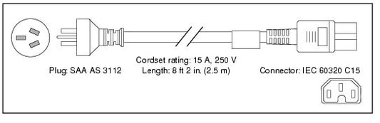 Cisco CAB-7KACA | AC power cord, AS/NZS 3112 Type I (AU/NZ) to IEC 60320 C15, 2.5 m, high-temp, black