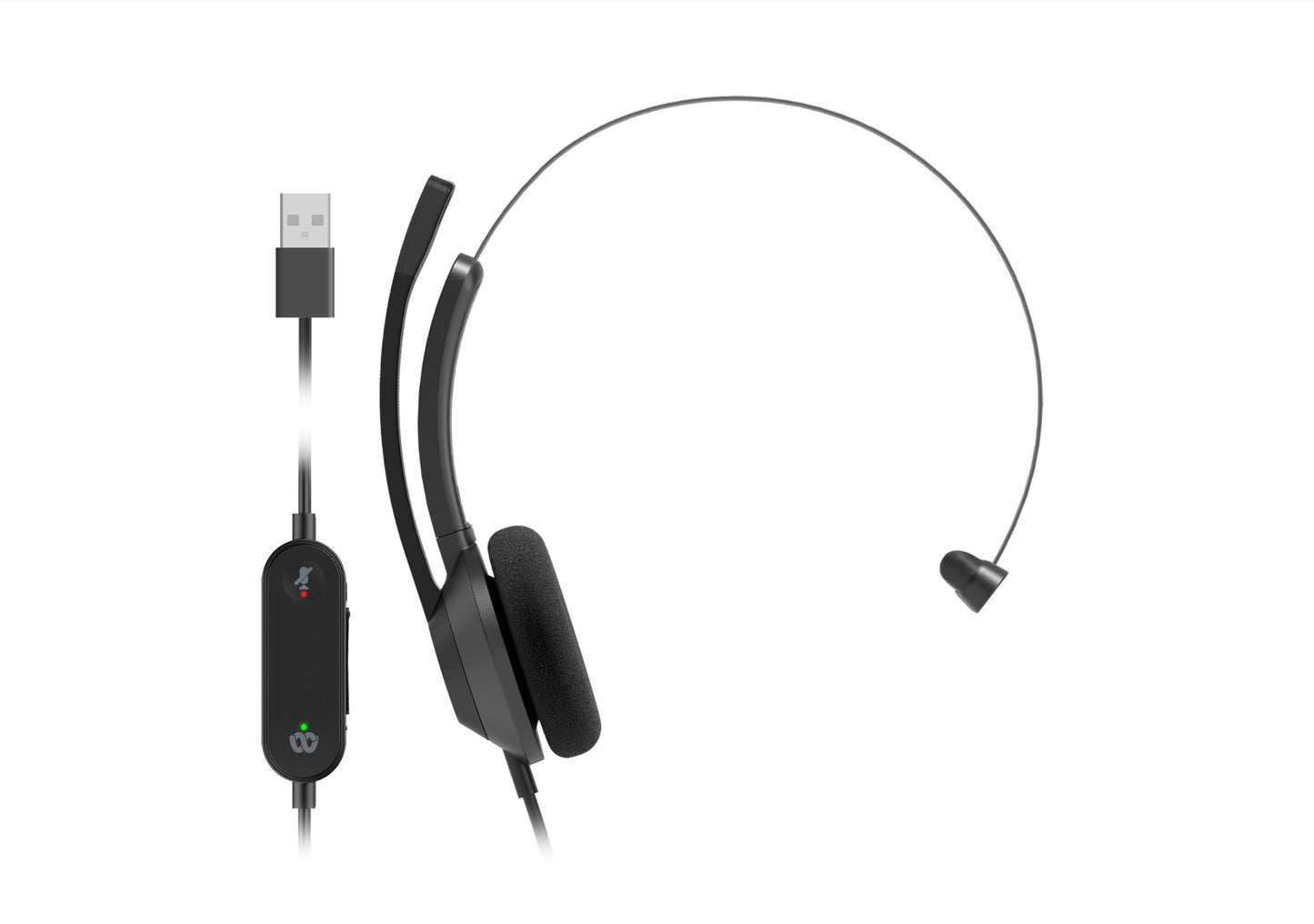Cisco HS-W-321-C-USB | Wired mono on-ear | USB-A | Webex inline controller | Noise-canceling boom mic | Plug-and-play