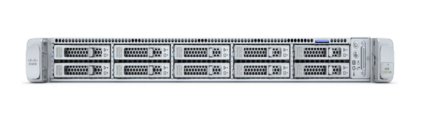 Cisco HXAF-E-220M6S | 1U dual-socket Xeon Scalable (M6, C621A), all-flash 2.5in bays (up to 10), 10/25GbE VIC-ready, VMware vSphere HyperFlex Edge