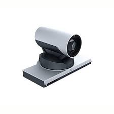 Sleek black and white Logitech Brio webcam with 1080p PTZ design