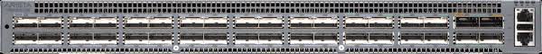 Gray metal Arista DCS-7280CR3AK-24D12-F network switch with multiple 100G and 400G ports and ventilation slots shown from back side