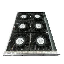 Cisco FAN-MOD-3SHS with six black fan blades in silver-accented rectangular metal frame