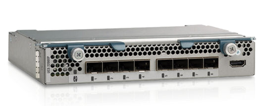 Cisco UCS-IOM-2208XP silver server rack with black ports and handles