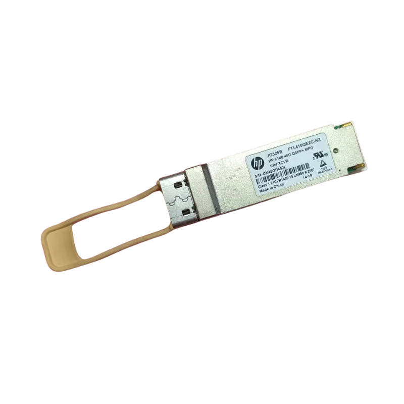 HPE JG325B 40G QSFP+ SR4 transceiver module with beige handle