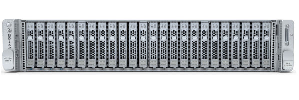Cisco C245 M6 silver server rack with hard drives, ports, and GPU air duct