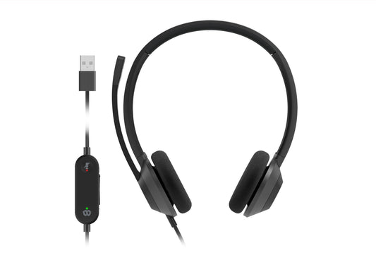 Cisco HS-W-322-C-USB | Wired Headset | Dual-Ear On-Ear | USB-A | Inline Webex Controller | Noise-Cancel Boom Mic | Wideband HD Audio