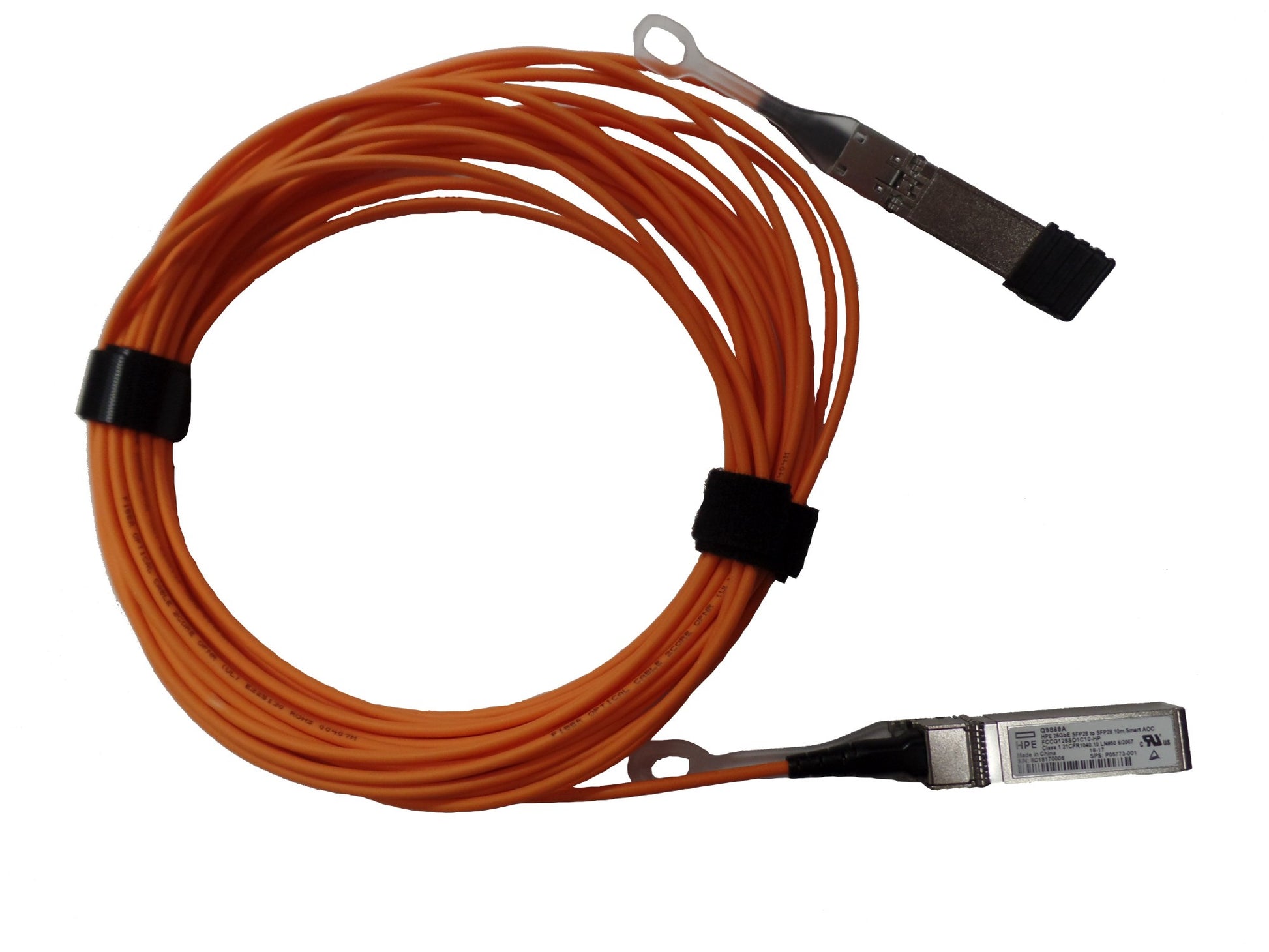 HPE Q9S69A 25GbE SFP28 to SFP28 Smart AOC with orange fiber optic cable, 10m