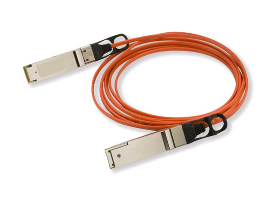 Aruba R0Z24A 40G QSFP+ AOC orange fiber optic cable with metal connectors