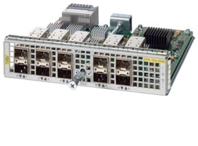 Cisco EPA-10X10GE module with 10x10GbE SFP+ ports and cooling fins