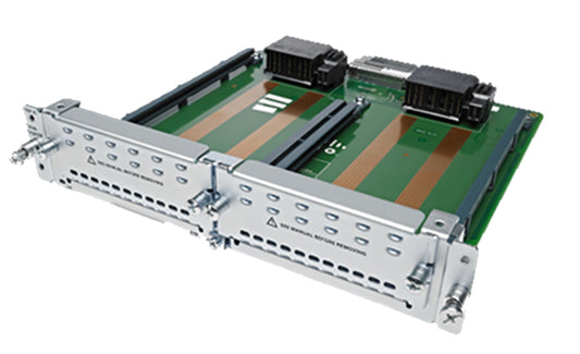 Cisco C-SM-NIM-ADPT adapter with silver rack, green circuit board, brown stripes