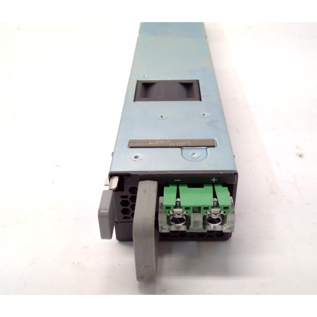 Cisco PWR-CH1-950WDC 950W DC PSU with silver body, green connectors, black handle