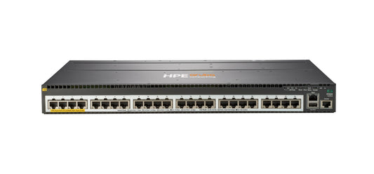 Aruba JL324A | 24x 1G/2.5G Smart Rate PoE+ (802.3at), 1 modular uplink slot (up to 4x 10G SFP+), VSF stacking, license-free L2/L3 access