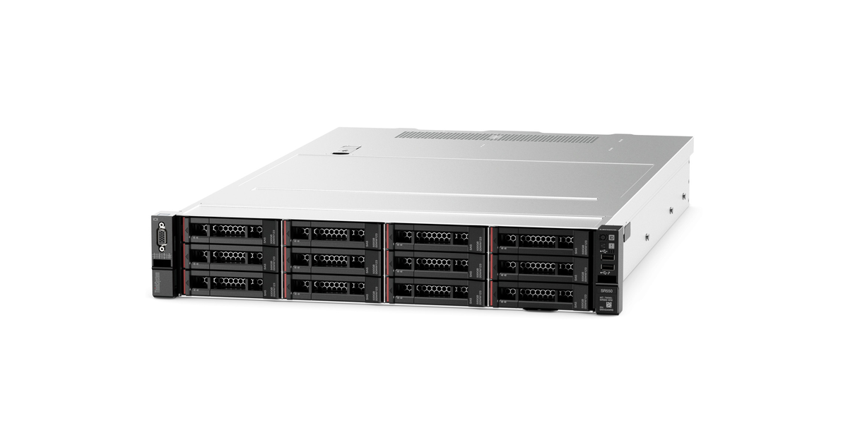Lenovo SR550 | 2U 2-socket Xeon Scalable (Gen1/Gen2) | up to 24x 2.5"/12x 3.5" bays | up to 1.5TB DDR4 | up to 6x PCIe 3.0 slots | Flexible LOM/OCP networking | redundant hot-swap PSUs | XClarity management