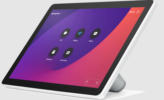 Cisco CS-T10-TS-L-K9 | 10-inch touch controller | Table-stand | Ethernet 10/100 with 802.3af PoE | Color: First Light (white) | Spare unit