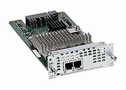 Cisco NIM-2FXSP voice module with silver circuit board and green heatsinks