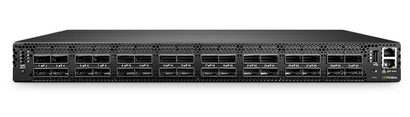 NVIDIA 920-9N301-00RB-0C0 | 32x400GbE QSFP-DD | PoE: None | Uplinks: N/A | License: Cumulus Linux | 1U | Dual PSU | Airflow: C2P