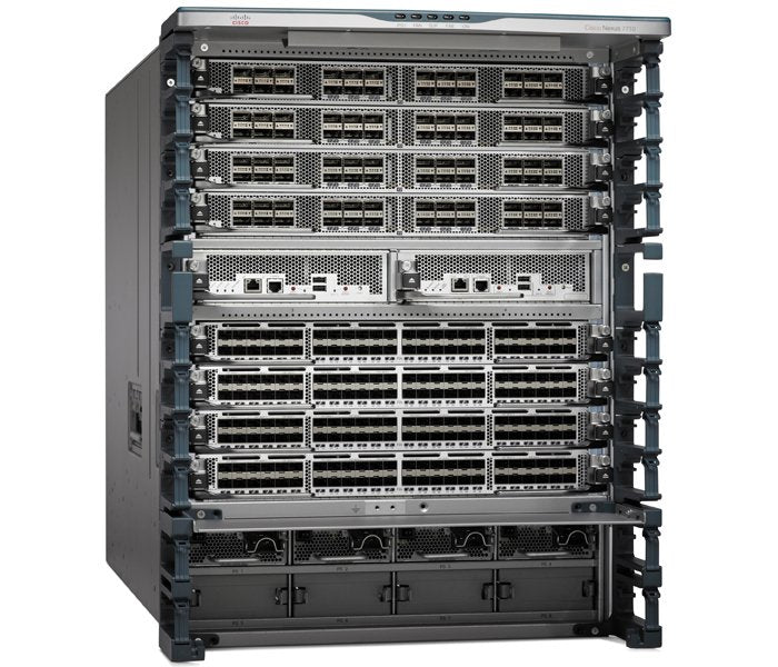 Cisco Nexus 9018 switch rack in N77-C7710 10-slot chassis