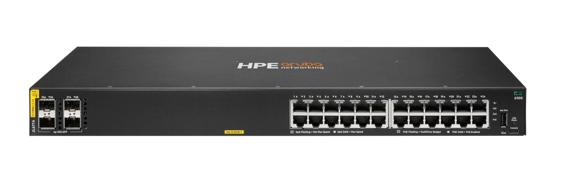 Aruba JL677A HPE 1920 switch with 24x 1G PoE+ ports and 4x 10G SFP+ uplinks