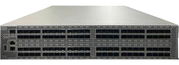 Cisco DS-C9396V-48IVK9 silver server rack with 48-port Fibre Channel rear view