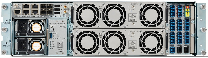 Cisco NCS1010-CTR2-B-K9 silver server rack with black/white fans and HDD bays