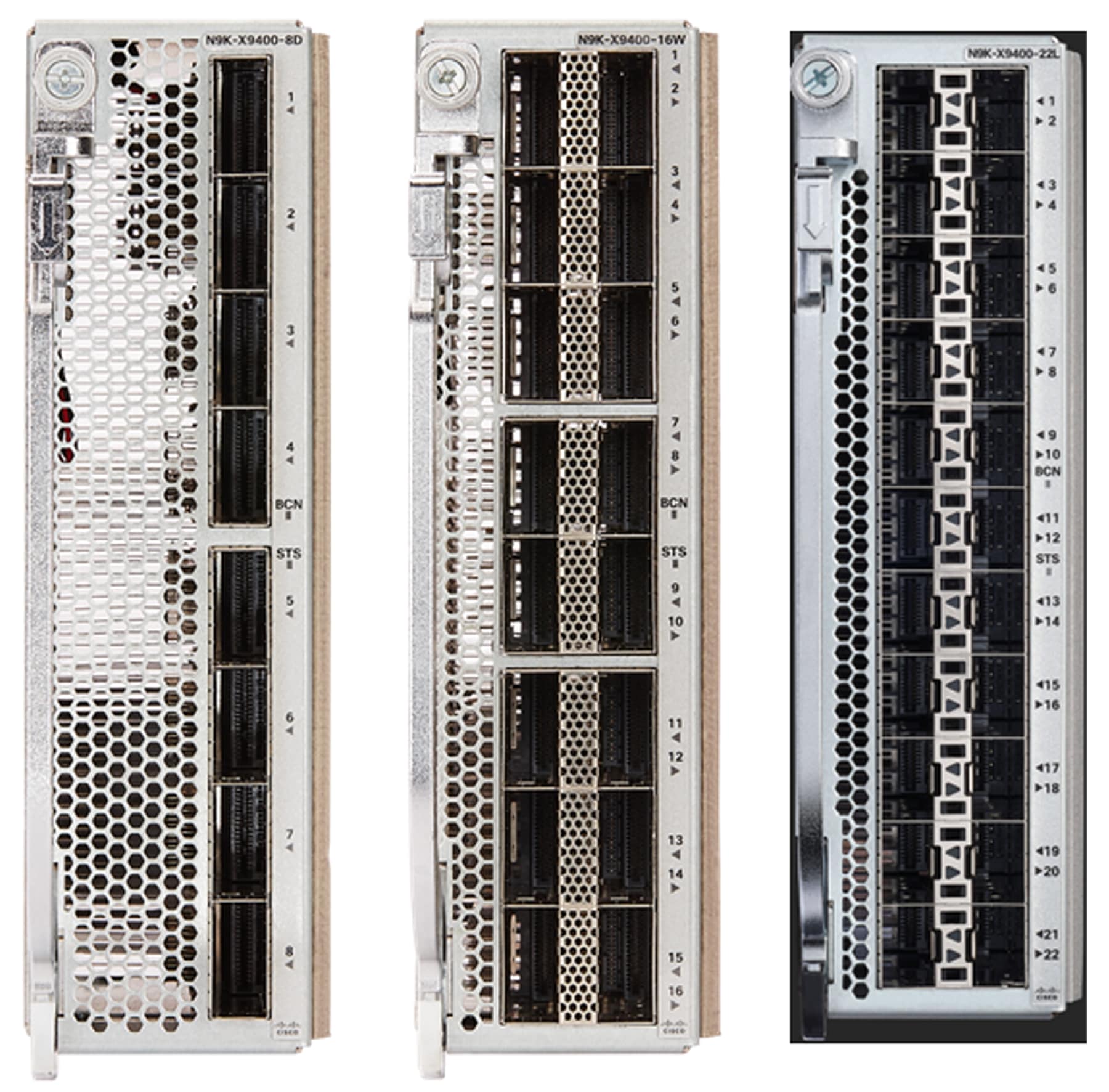 Cisco N9K-X9400-8D 8x 400G line card in silver Dell server rack