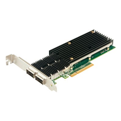 Cisco UCSC-PCIE-I40GNIC quad 10GbE SFP+ black green PCIe card with heatsinks