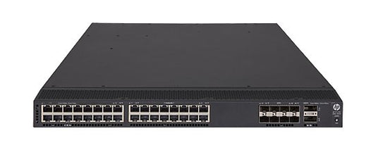 HPE JG898A switch with 32x 10GBASE-T ports and sleek black design