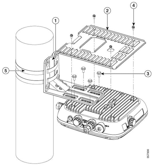 Cisco AIR-MNT-HORZ1 | horizontal pole/wall mount kit | fixed orientation | for Catalyst 9124AX outdoor AP