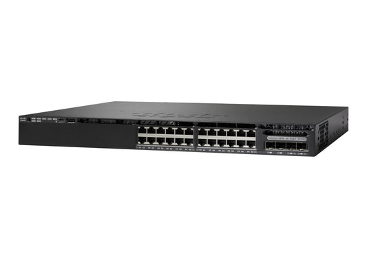 Cisco WS-C3650-24PS-E 24-port PoE+ switch with RJ45 ports