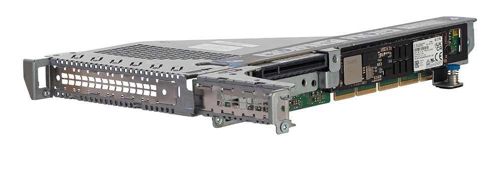 HPE ML110 Gen11 GPU riser with silver rack, black components, green PCB