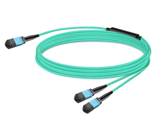 NVIDIA 980-9I556-00N020 teal OM4 MPO trunk cable with black blue connectors 20m
