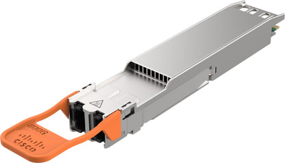 Cisco OSFP-800G-DR8 silver SFP+ module with orange accents