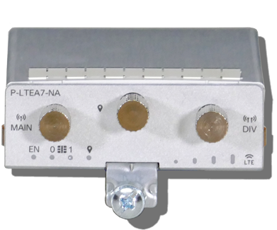 White plastic cisco p-ltea7-eal industrial control module with three gold rotary knobs and silver mounting bracket
