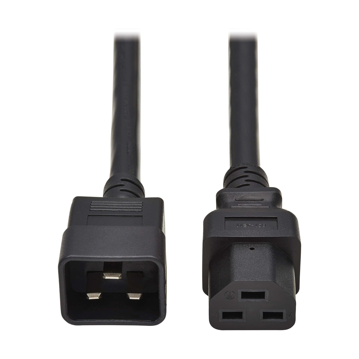 2M C20 to C21 black power cord, 20A 250V heavy-duty server PDU cable