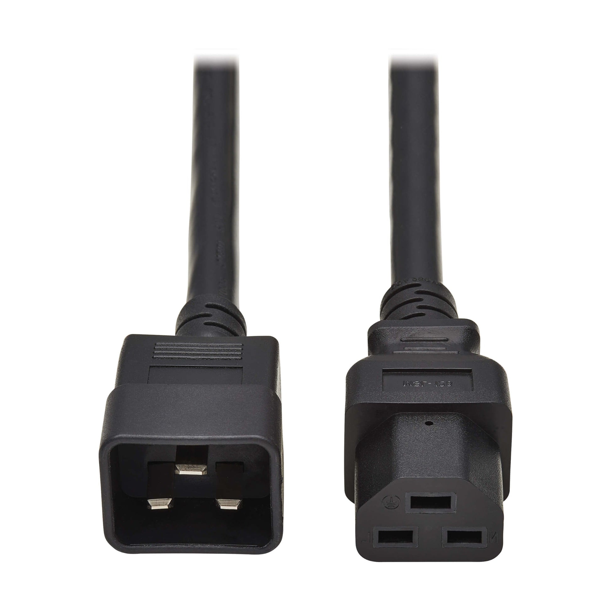 2M C20 to C21 black power cord, 20A 250V heavy-duty server PDU cable