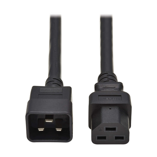 2M C20 to C21 black power cord, 20A 250V heavy-duty server PDU cable