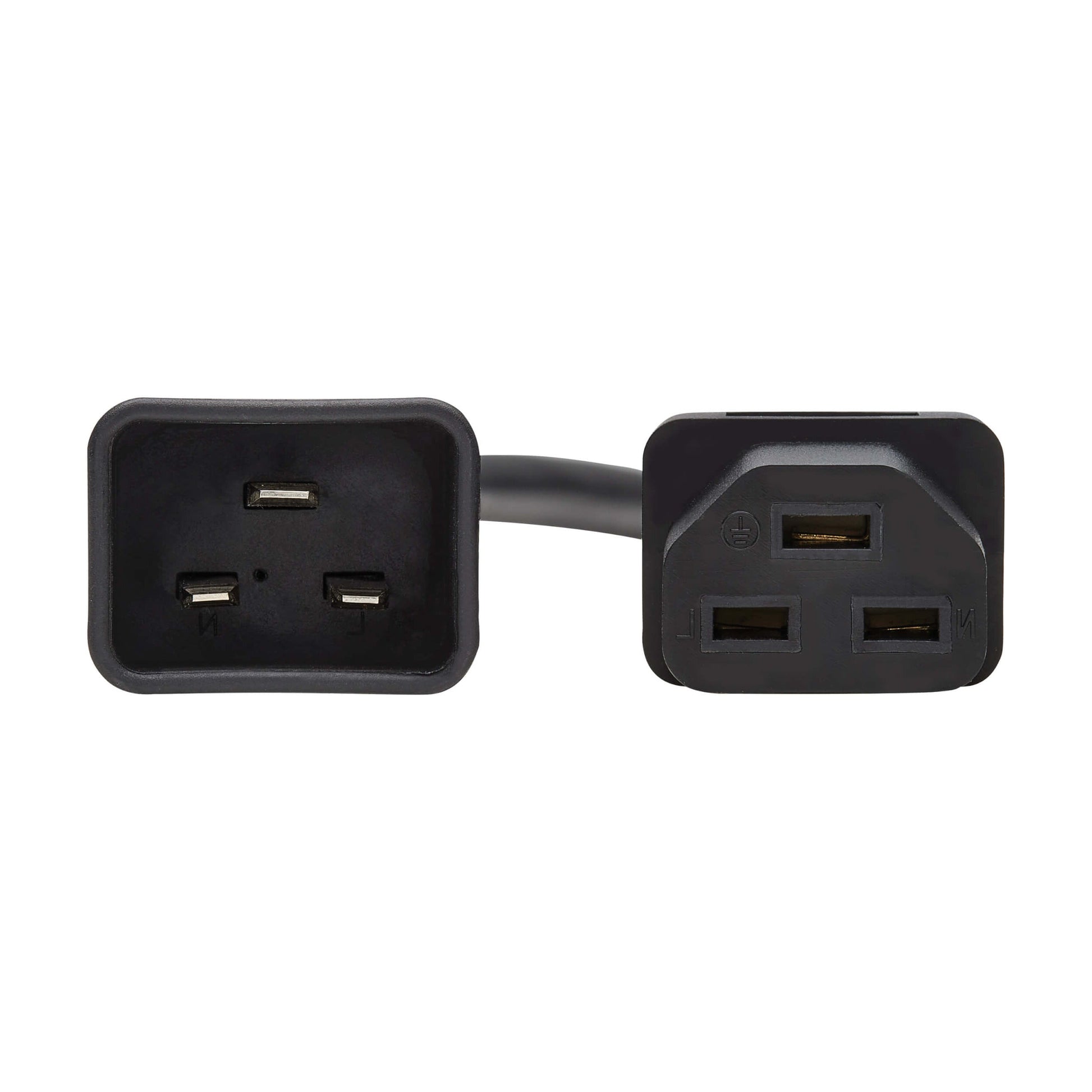Black dual USB port charging station with integrated cable