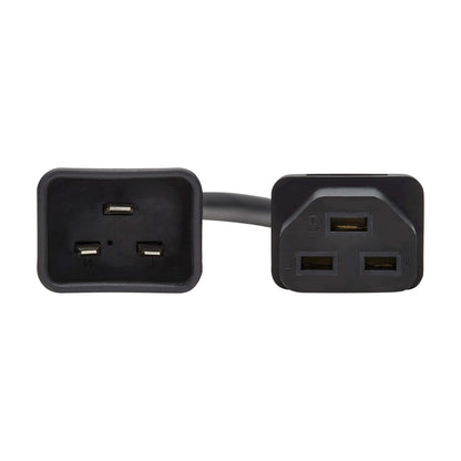 Black dual USB port charging station with integrated cable