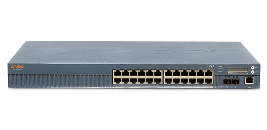 Aruba JW682A | Mobility controller with integrated switching | 24x 1G RJ45 access | PoE+ (802.3at Class 4) | 4x 1G SFP uplinks | SD‑Branch capable | license: AP capacity‑based