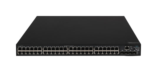 HPE JL824A black cisco switch with 48x 1G PoE+ ports and 4x 10G SFP+ uplinks
