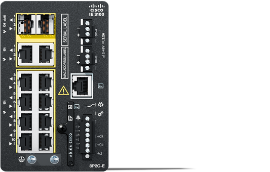 Cisco IE-3100-8P2C-E | 8x 1G PoE+ (802.3at) access; 2x 1G combo uplinks | Network Essentials