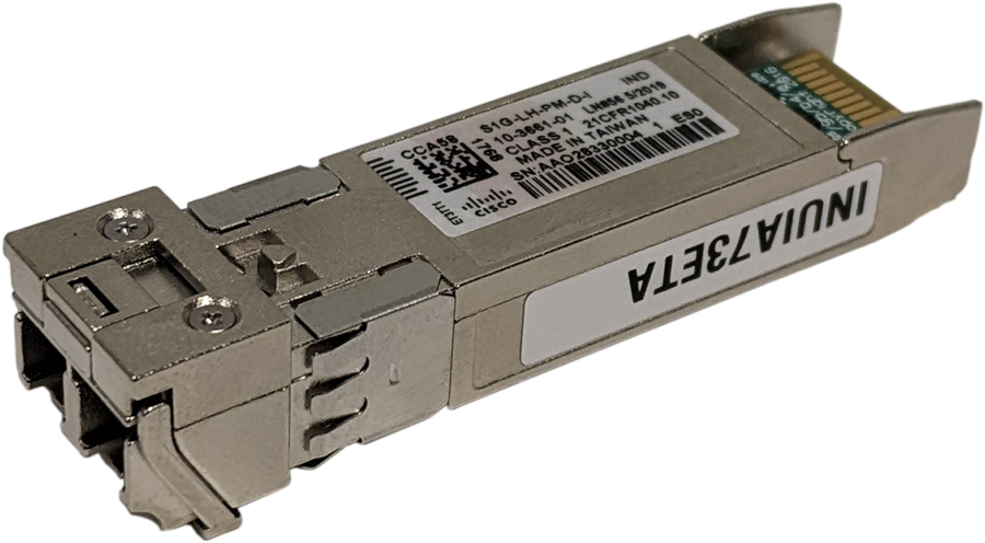 Silver Cisco S1G-LH-PM-D-I 1G SFP transceiver with inuia73eta label
