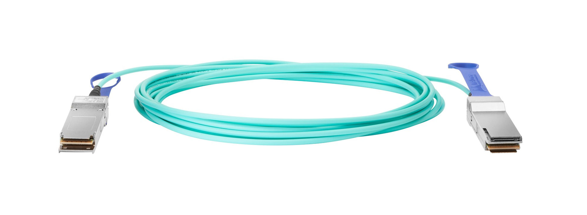 HPE Q9S71A 100G QSFP28 AOC 5m teal silver fiber optic cable