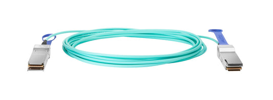 HPE Q9S71A 100G QSFP28 AOC 5m teal silver fiber optic cable