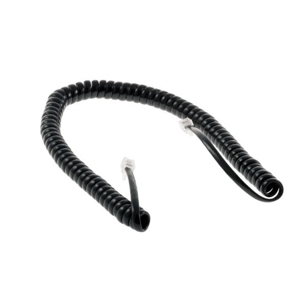 Black coiled Cisco CP-HANDSET-CORD handset cord with RJ11 connector