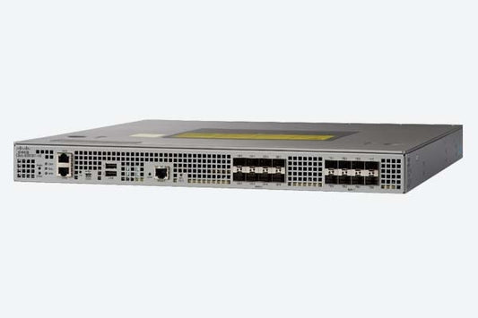 Cisco ASR1001-HX-DNA silver router with 4x10GE SFP+ ports and yellow LED