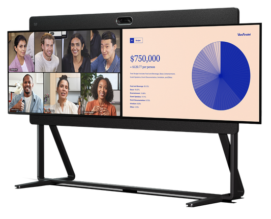Cisco CS-KIT-EQX-C-NR-K9 | 4K AI video system, dual 4K displays, 2x HDMI in, 2x HDMI out, GbE only (No Radio), AI framing/voice tracking, Carbon Black